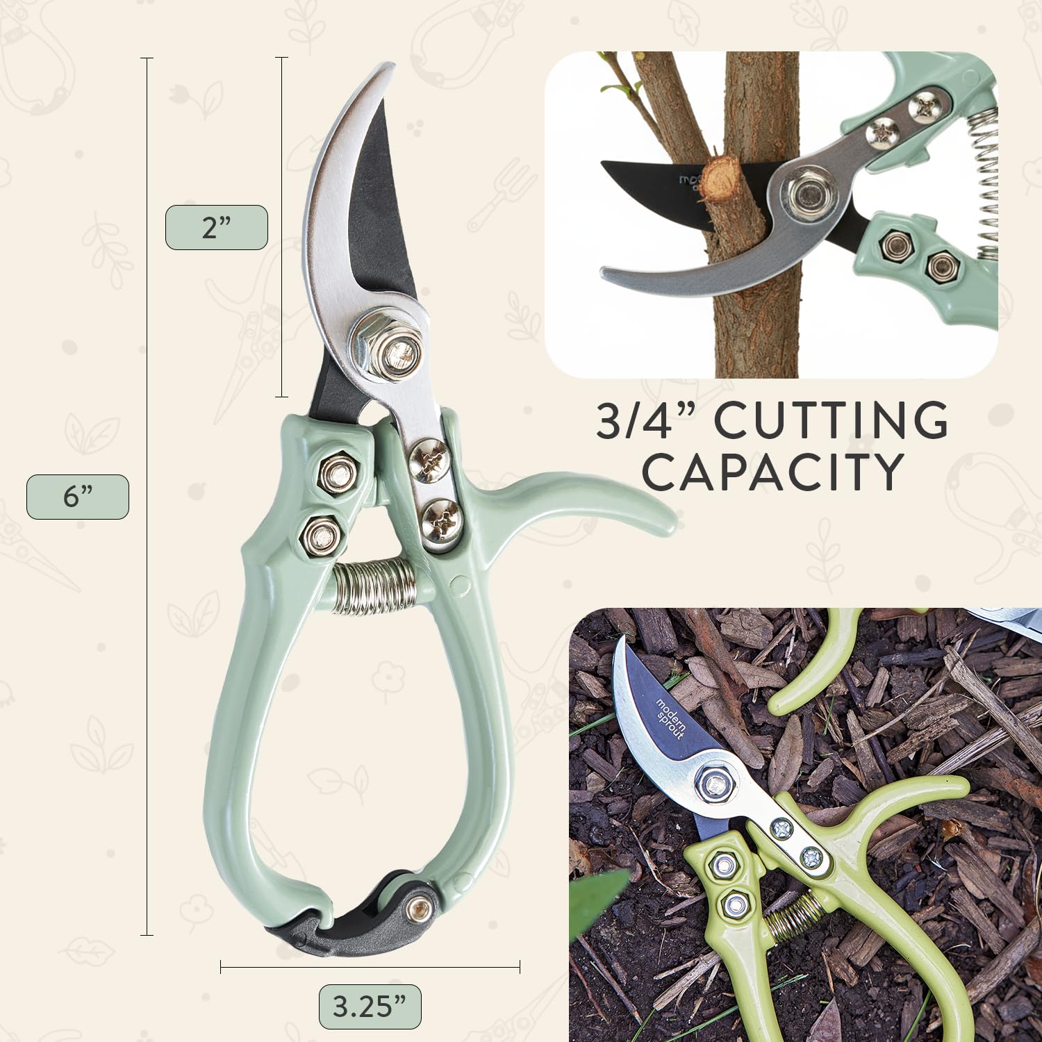 Modern Sprout Hand Pruners - Bypass Scissors for Gardening -7 Modern Sprout Hand Pruners - Bypass Scissors for Gardening -7