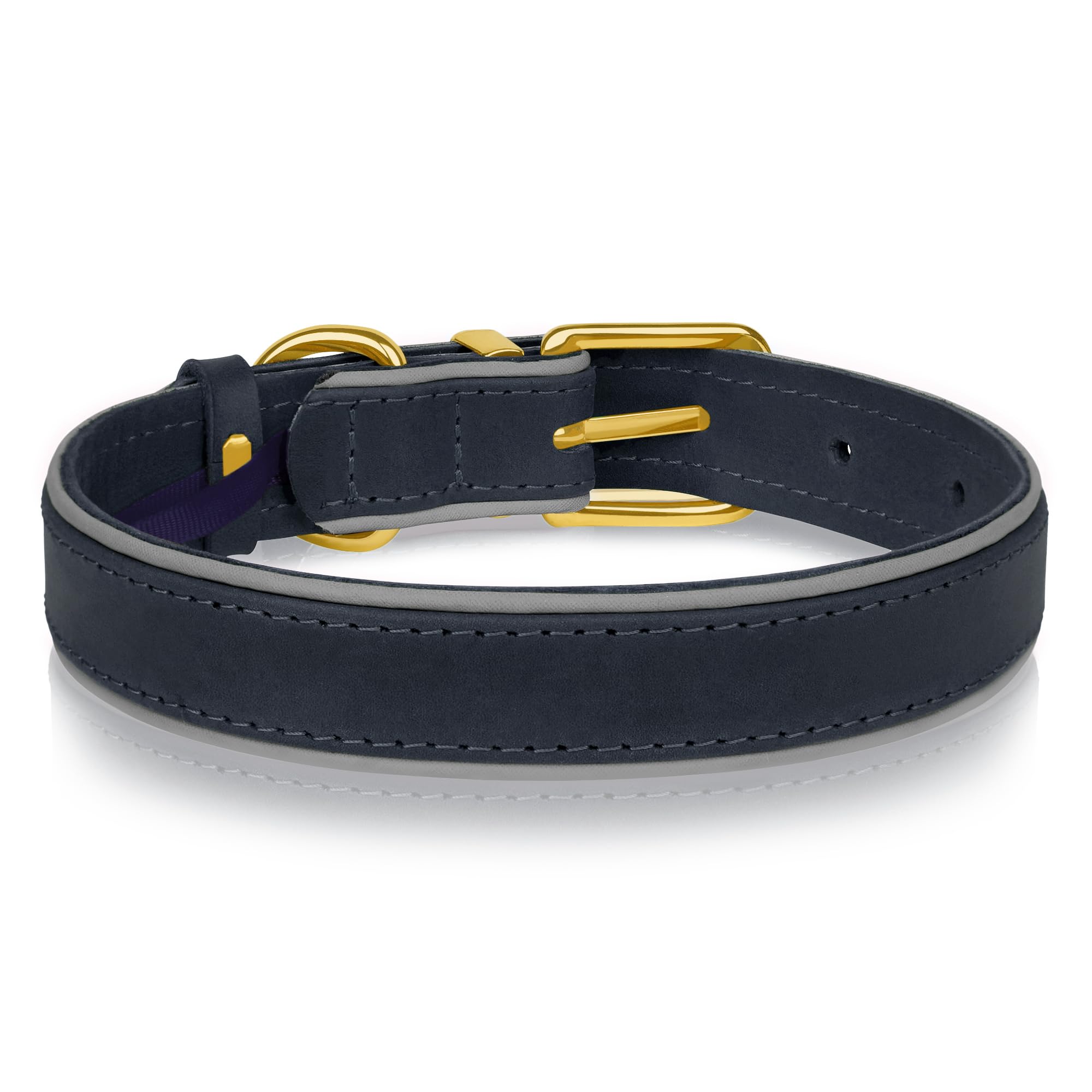 OOPSDOGGY Reflective Geniune Leather Dog Collar Soft Padded Collars for Small Medium Large Breed Dogs Puppy 4 Sizes - Image 2