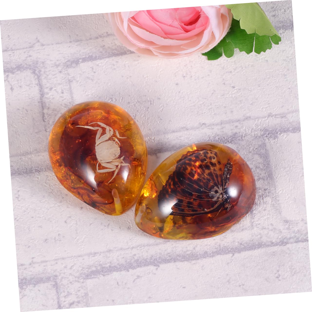 ULTECHNOVO 3 Pcs Insect Specimen Amber Earring Amber Pendants Amber with Inside Amber with Insect Inside Novelty Amber Art Stone Amber Untreated Amber