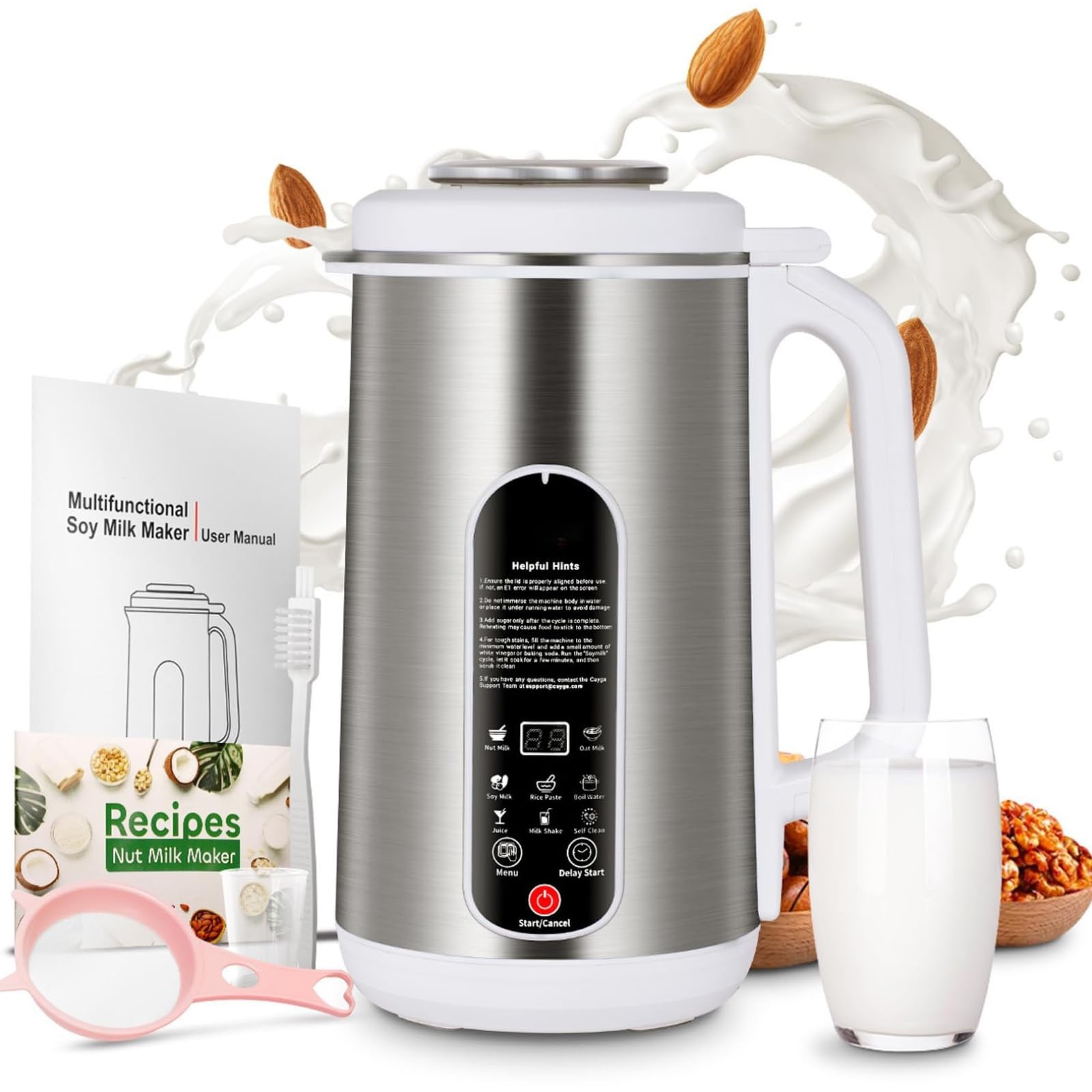 Macchina per latte di soia,Latte vegetale 1200ml, Macchina multifunzione per latte di mandorle fatti in casa