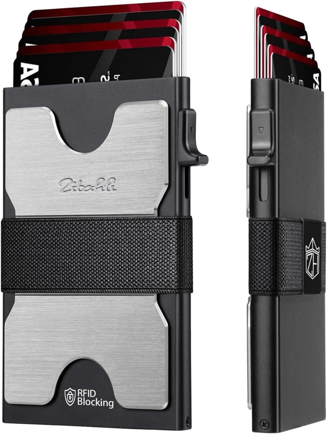 Zitahli Card Holder Wallets for Men - Slim Wallet Holds 6+6 Cards, Metal Card Holder, Minimalist RFID Blocking Wallets with Pop-Up Function, Ultra-Thin, Men's Accessories, Gifts for Him