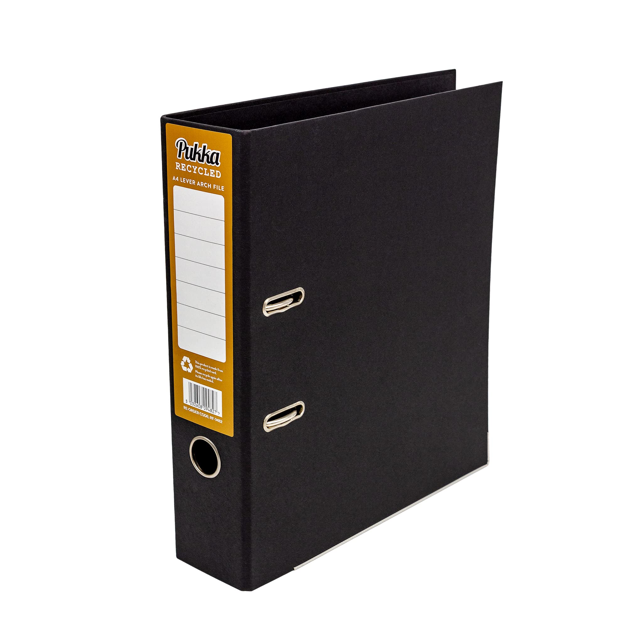 Pukka Pad, Raccoglitore ad anelli A4 in carta riciclata nera, 2 anelli, 70 mm, confezione da 10, realizzato in carta riciclata al 100%, riciclami dopo l'uso