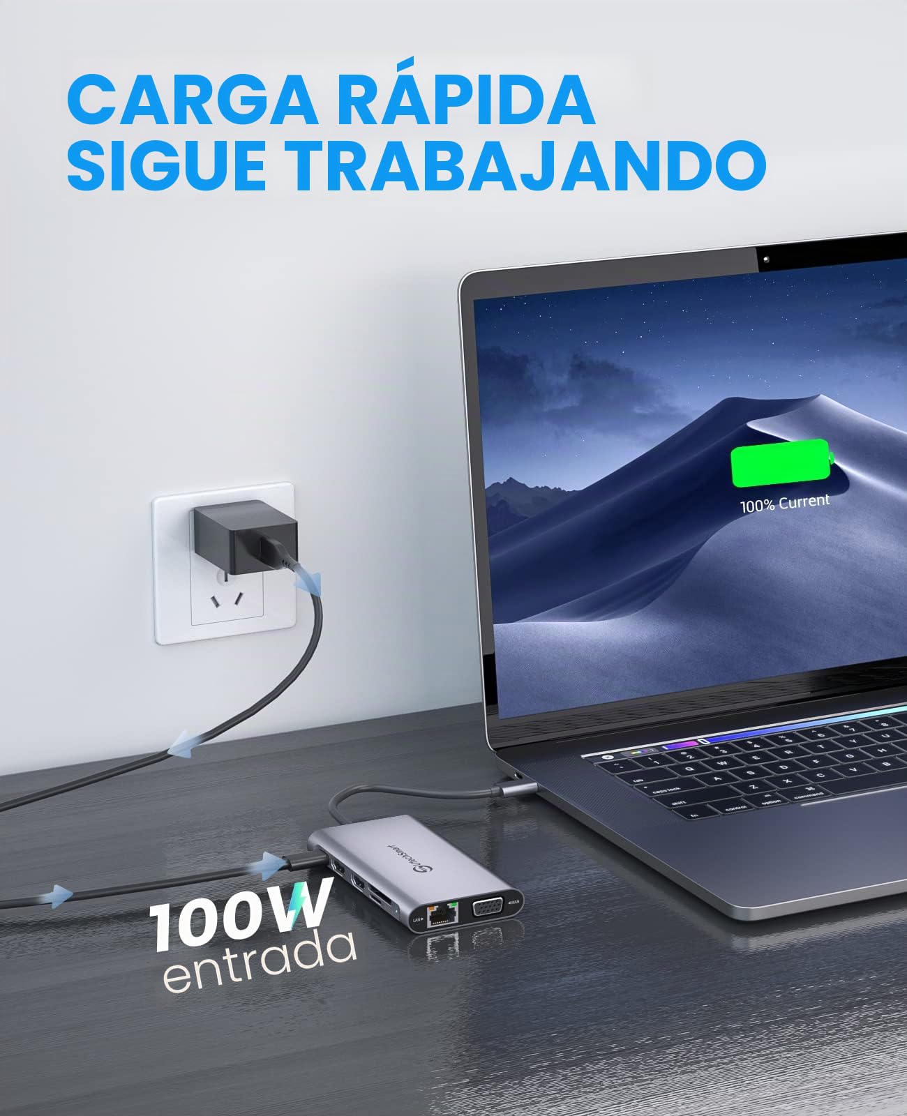 UtechSmart Hub USB C 11 en 1 Docking Station con HDMI 4K Dual y VGA | Hub USB C 11 en 1 triple pantalla: 2 HDMI 4K, VGA, PD 100W, lector SD TF y 4 USB; compatible con MacBook y dispositivos USB C
