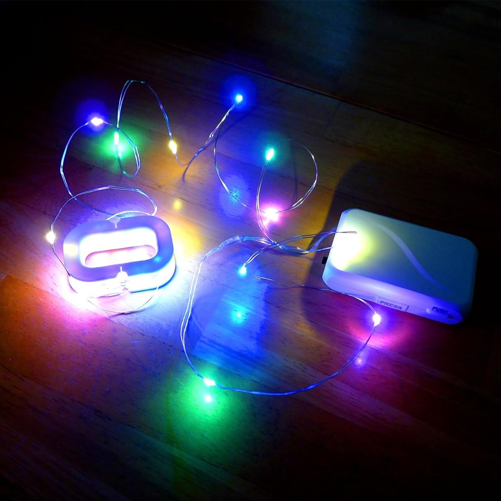 AIKEI Guirnalda de luces LED que funcionan con pilas, 50 luces LED de 16 pies, alambre de cobre, luces de hadas estrelladas (multicolor, paquete de 4)