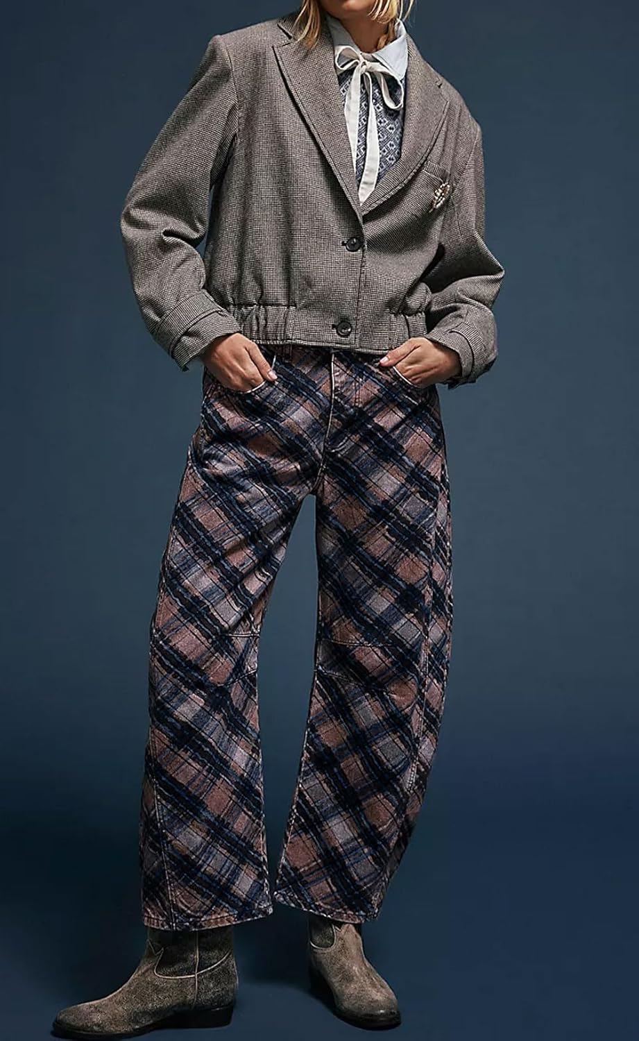 loveimgs Women Boyfriend Baggy Barrel Jeans Floral Print Denim Ankle Pants Wide Leg Mid Rise Jeans Sweatpants Y2k Patchwork - Image 6