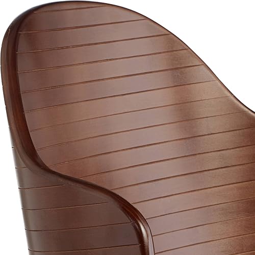 Miniatura 5 de Studio 55D Darnton - Taburete giratorio de madera de nogal oscuro, color marrón, 26 12 pulgadas de alto, mediados de siglo, moderno, de piel