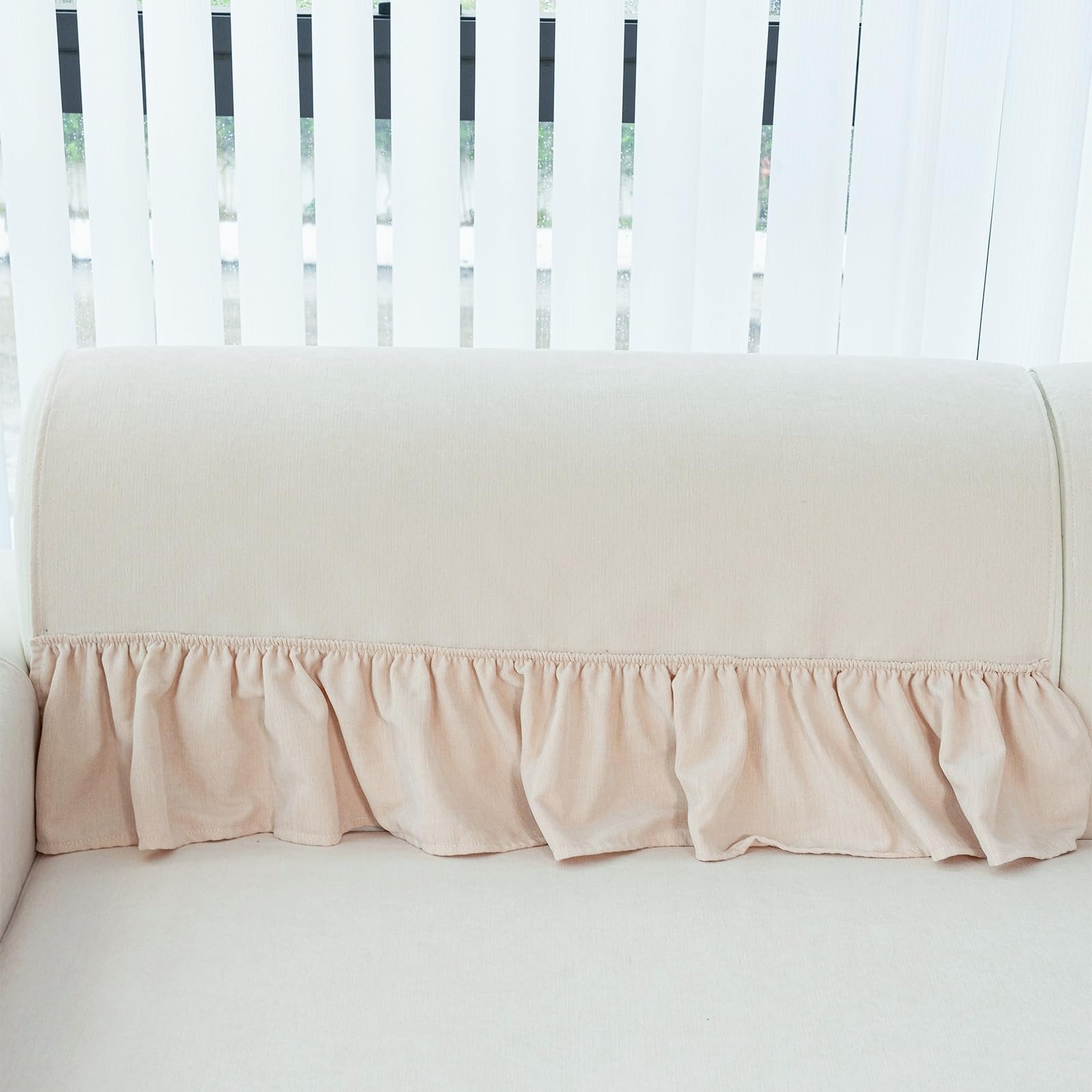 MDSASFD Pet Couch Cover for Sofa — Dog Couch Cover Washable, Cat Couch Protector, Non-Slip, Pet Sectional Sofa Covers with Skirt, Sofa Cover for Arm & Backrest (1 Piece, Beige White, 27.5"+7.8" Skirt)