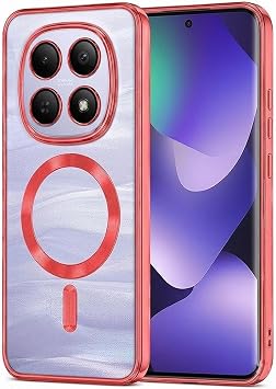 Microsonic Xiaomi Poco M8 Pro için Kılıf MagSafe Luxury Electroplate Kırmızı [Poco M8 Pro ile Uyumlu Kılıf - Kırmızı]