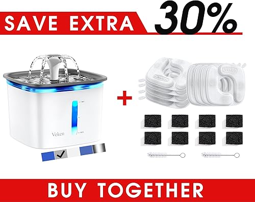 Veken Juego de 16 filtros y esponjas de repuesto para mascotas de 95 onzas (gris, plástico)