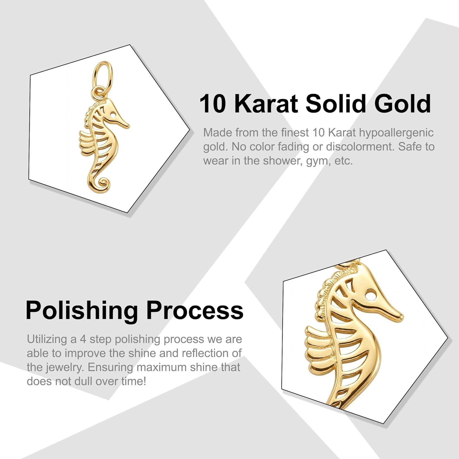 Gold Mini Seahorse Charm - 10 Karat Solid Gold