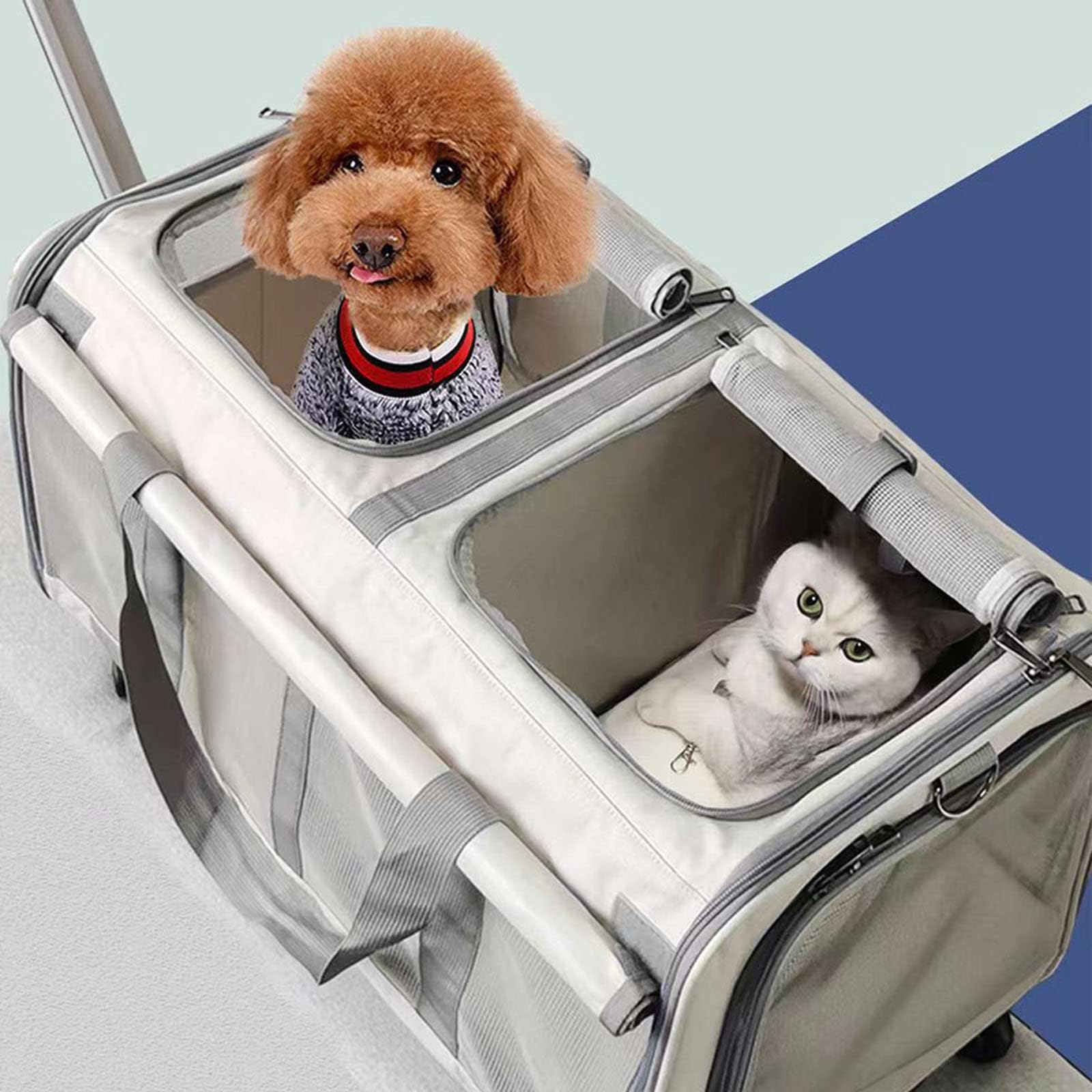 Amazon.co.jp: 猫用キャリーケース 2匹用 キャスター付き 折りたたみ式