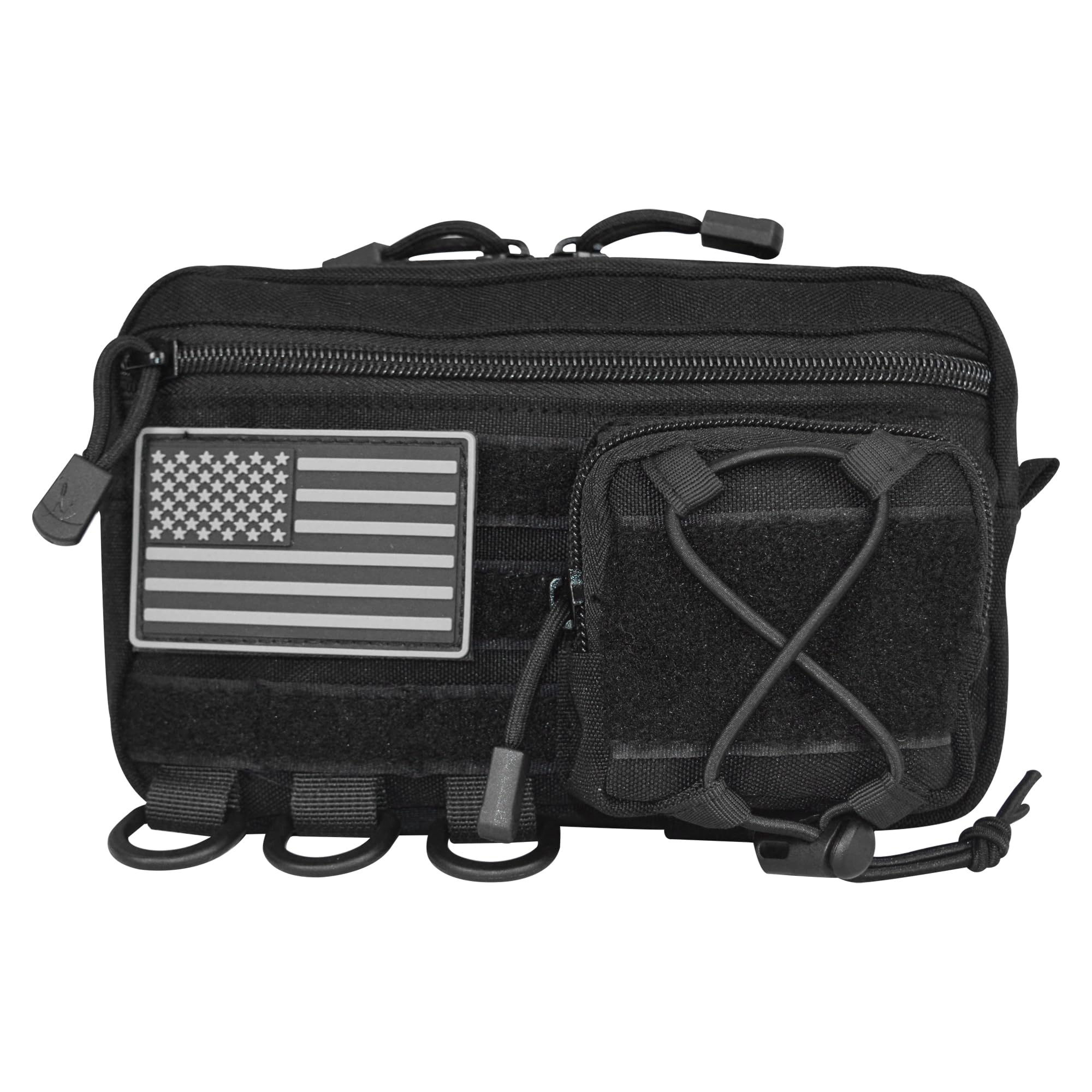 Tactical Molle Admin Bag Multipurpose EDC Tool Organizer Fits Tactical Backpack US Flag Combat Vest Black-image-7