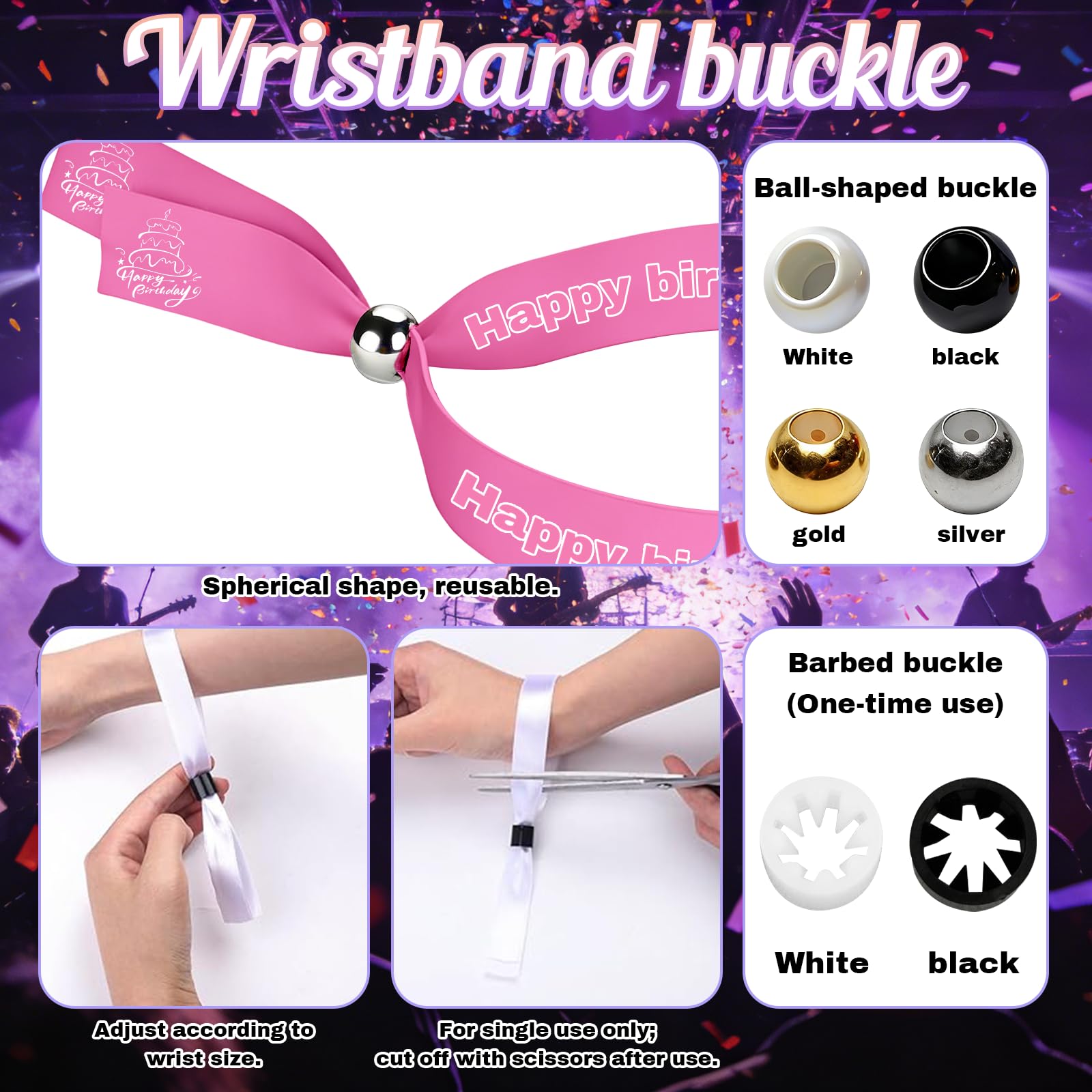 Pulseras de Tela Personalizadas con Texto y Logo para Eventos, Pulseras Personalizadas en Lote de 10 a 5000 Piezas para Fiestas, Conciertos, Clubes, Bodas y Cumpleaños