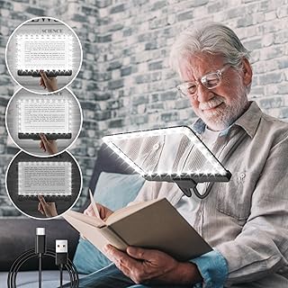NZQXJXZ Rechargeable Hands Free Magnifying Glass with Light and Stand, 43 Bright LED Lighted Magnifying Glass for Reading, 5X Magnifier for Seniors for Newspaper, Sewing, Cross Stitch, Small Prints