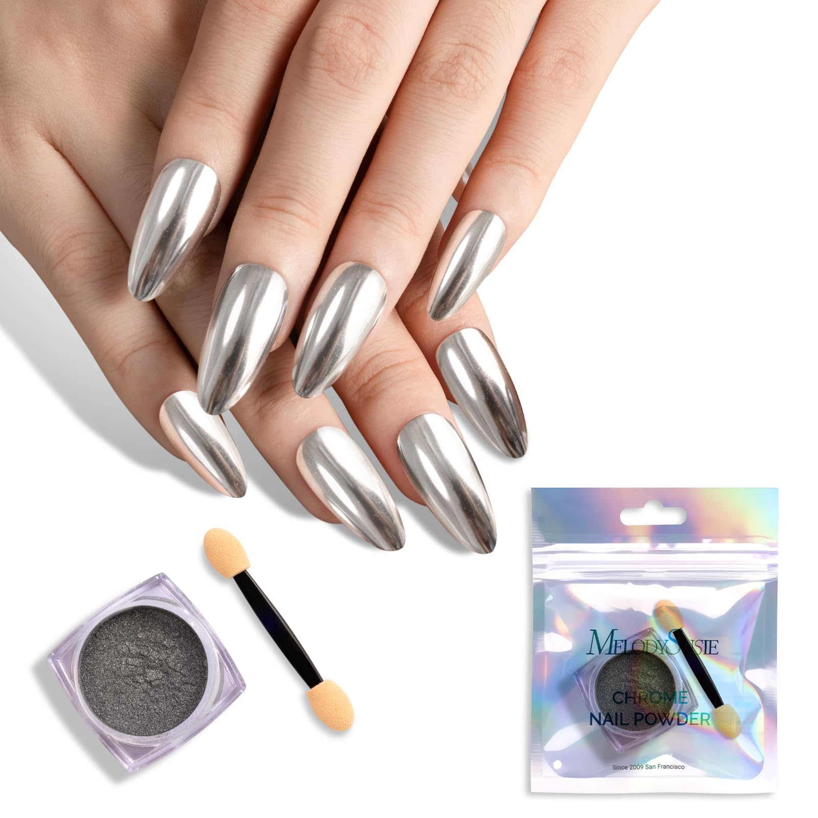 MelodySusie Sliver Chrome Nail Powder for Gel Nails