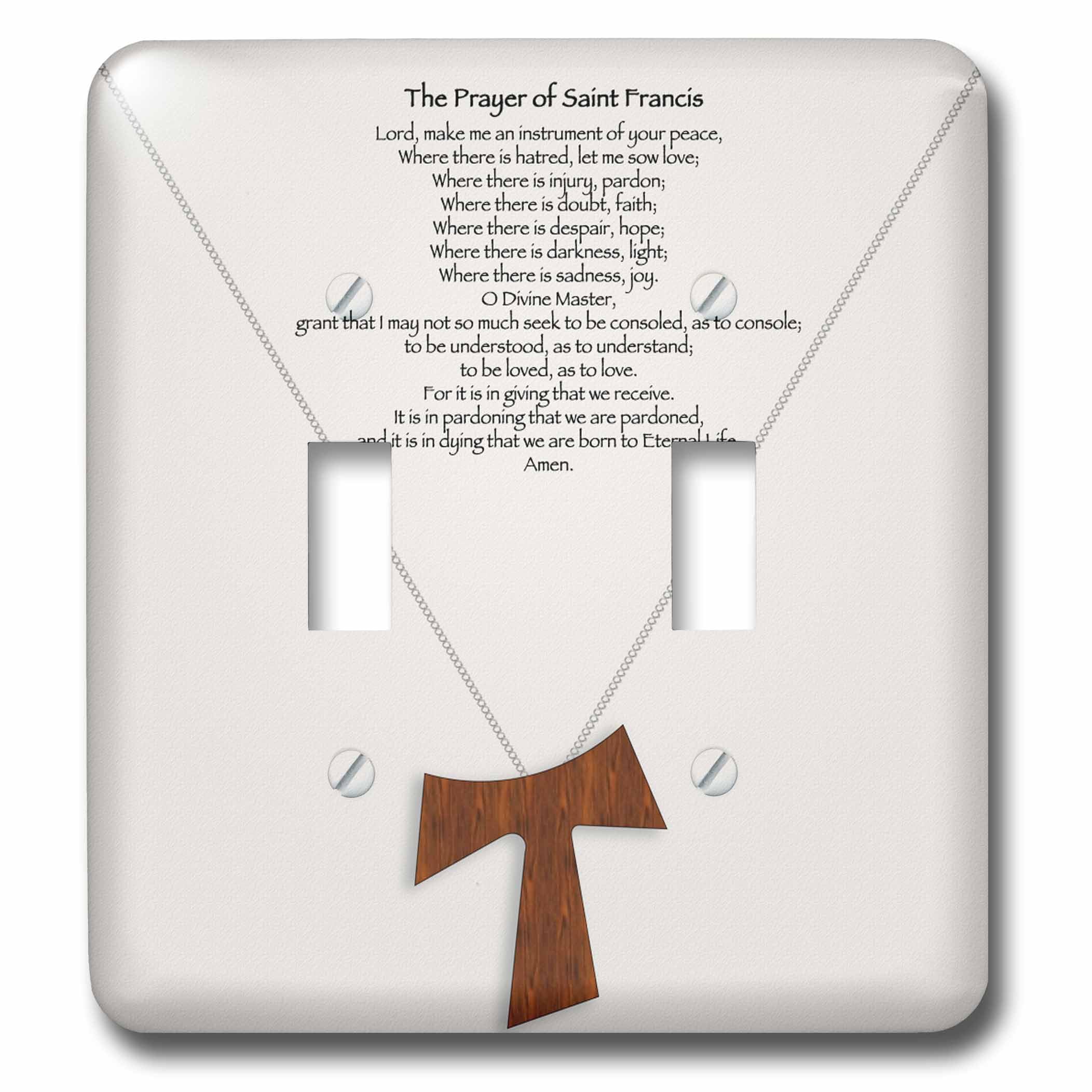 Cruz de tau y oración de San Francisco en interruptor doble para regalo