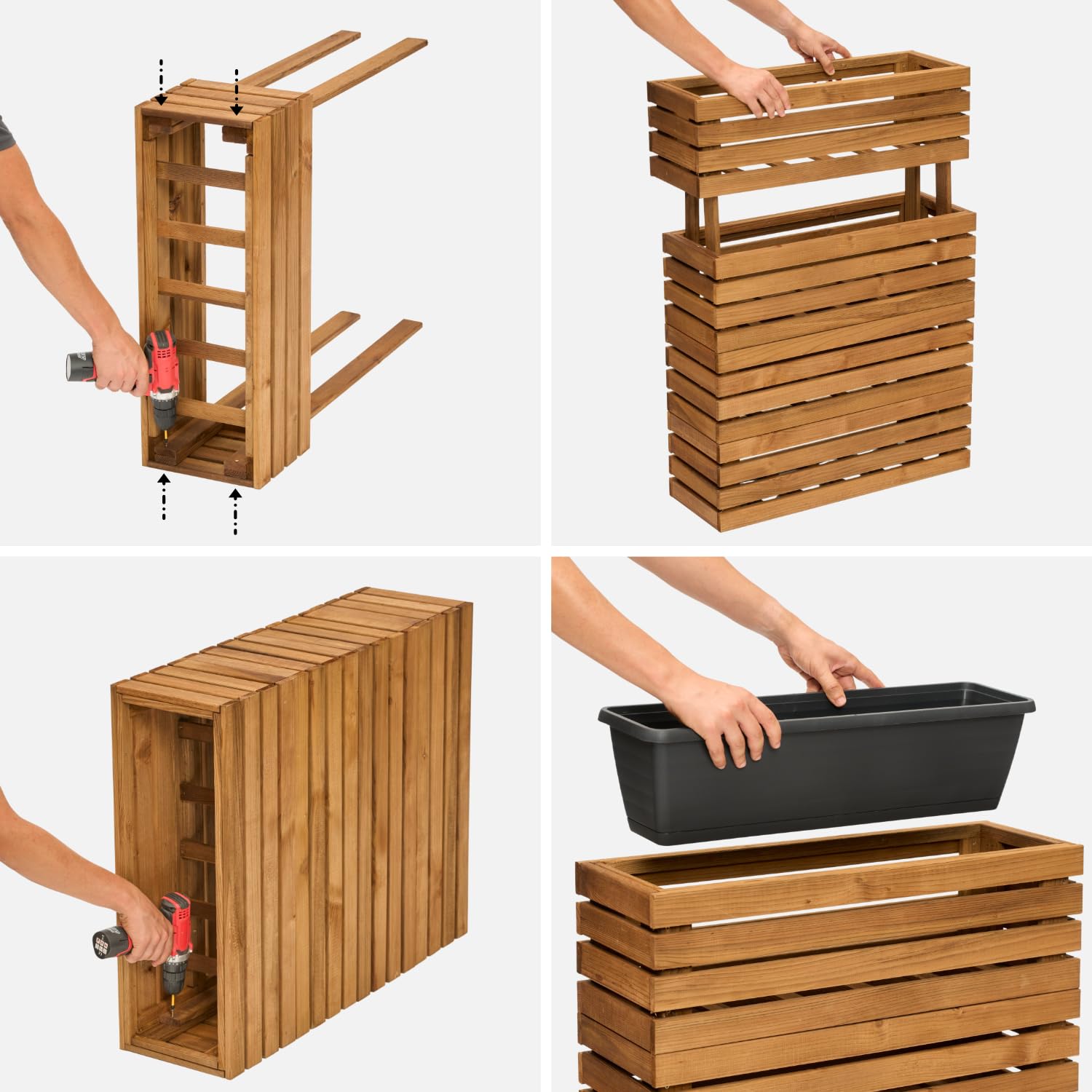 Blumenkasten Holz Rankgitter 45x23x117cm - Balkonkasten