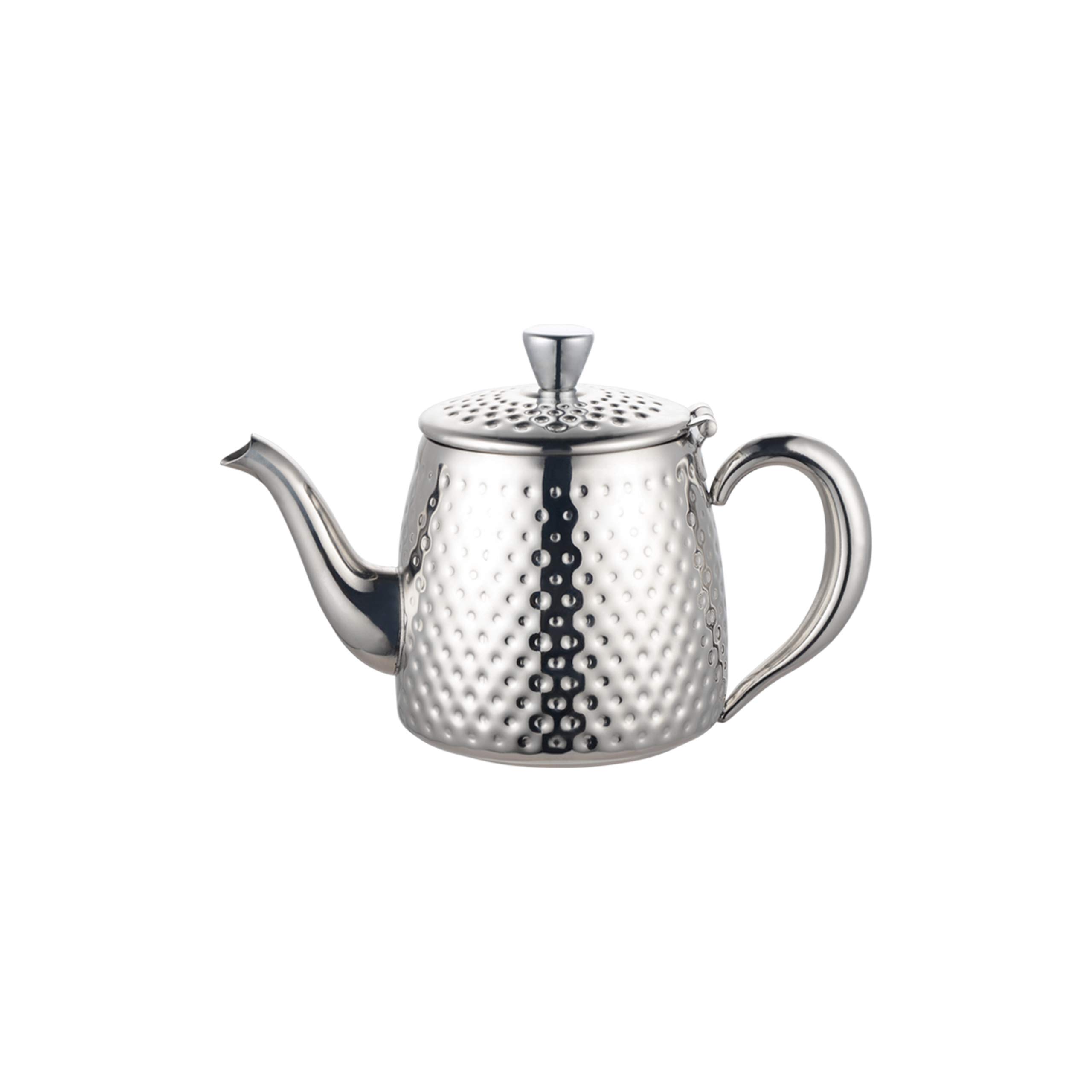 Café Olé SDT-018 - Teiera Sandringham, 500 ml, in acciaio inox 18/10 lucidato a specchio con finitura martellata