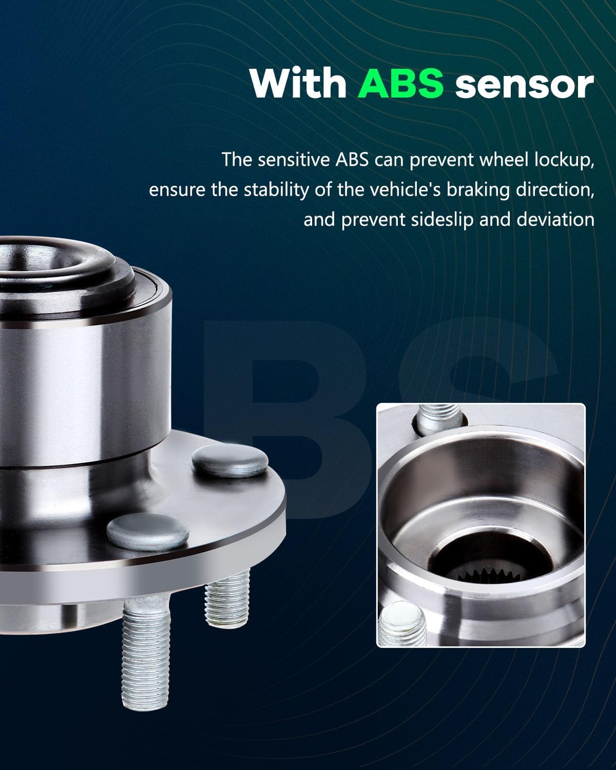 SCITOO 513211 Front Wheel Hubs Assembly Replacement For 2004 2005 For Mazda 3, 5 Lugs w/ABS Axle Hub Bearing Assembly Kit