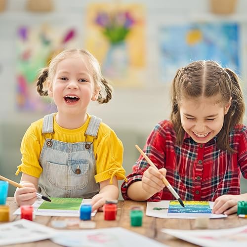 Miniatura 5 de Yeaqee 50 Pcs Mini Painting Canvases Stretched Canvases Panels Square Blank White Small Canvas Boards for Oil, Acrylic Watercolor Paint Painting