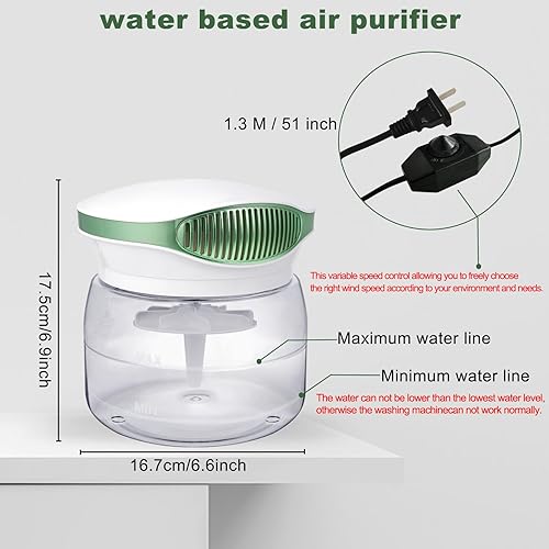 Vista 3 de Purificadores de Aire de Agua para el Hogar, Lavador de Aire de Velocidad Variable con Difusor de Aroma, Purificador de Aire Arcoíris Silencioso
