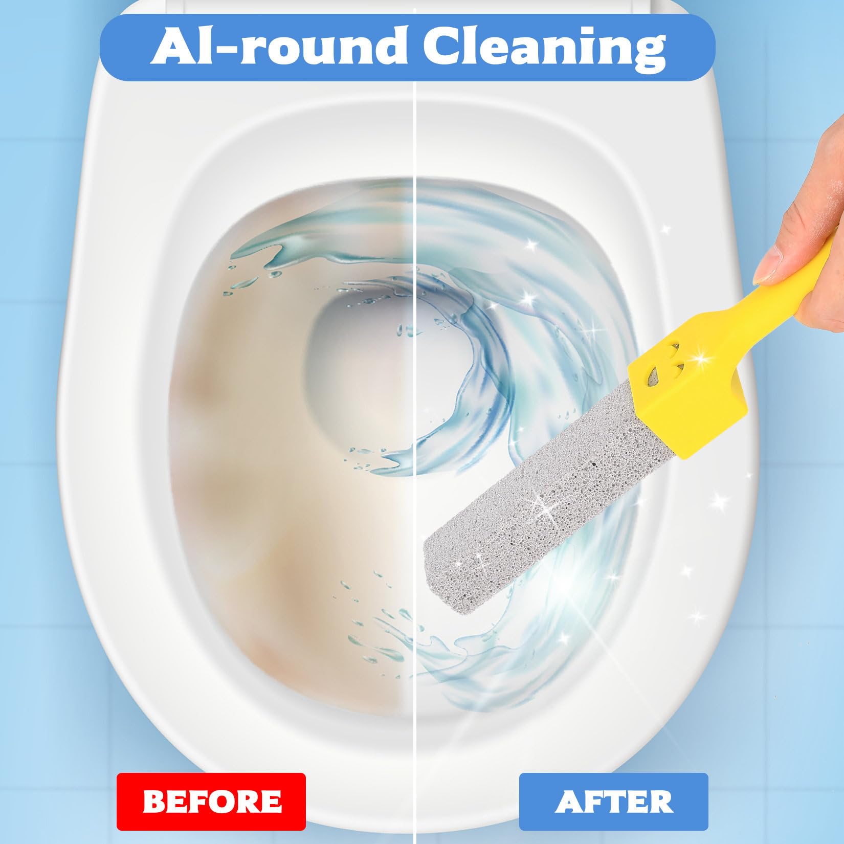 9 Pcs Piedra Pomez para Limpieza WC Baño, Bloque de Piedra Pómez Limpiador de Inodoro con 2 Mango, Pumice Stone Cleaning Block WC Reemplazable Natural para Limpiar Inodoros Piscina Baño Cocina