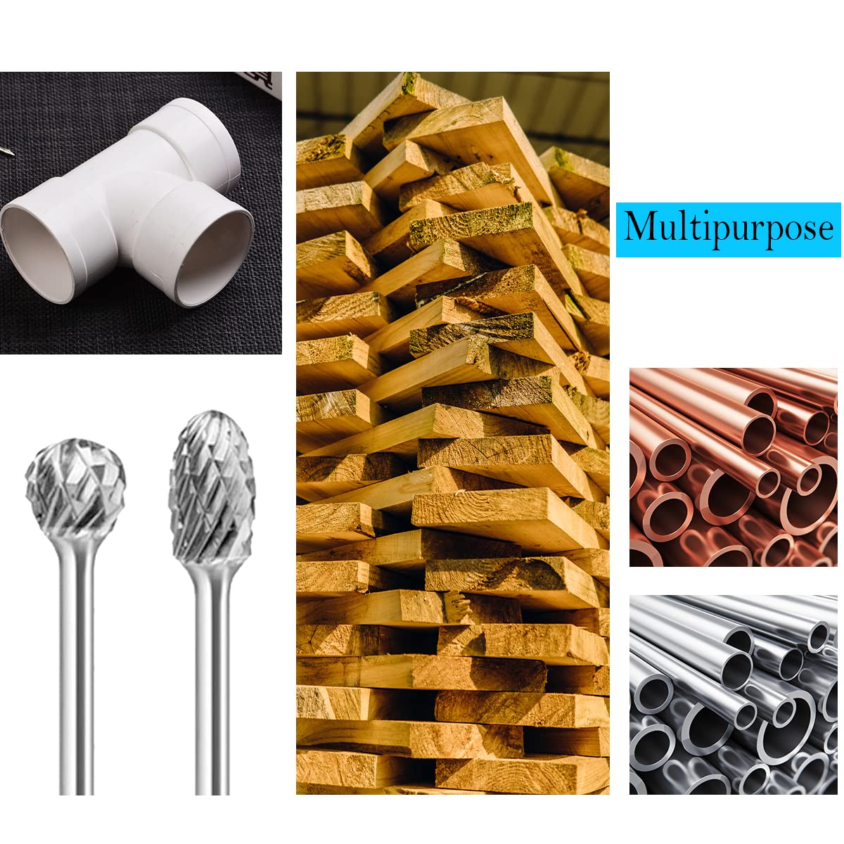EDIONS 10 PCS Double Cut Carbide Rotary Burr Set - Image 3