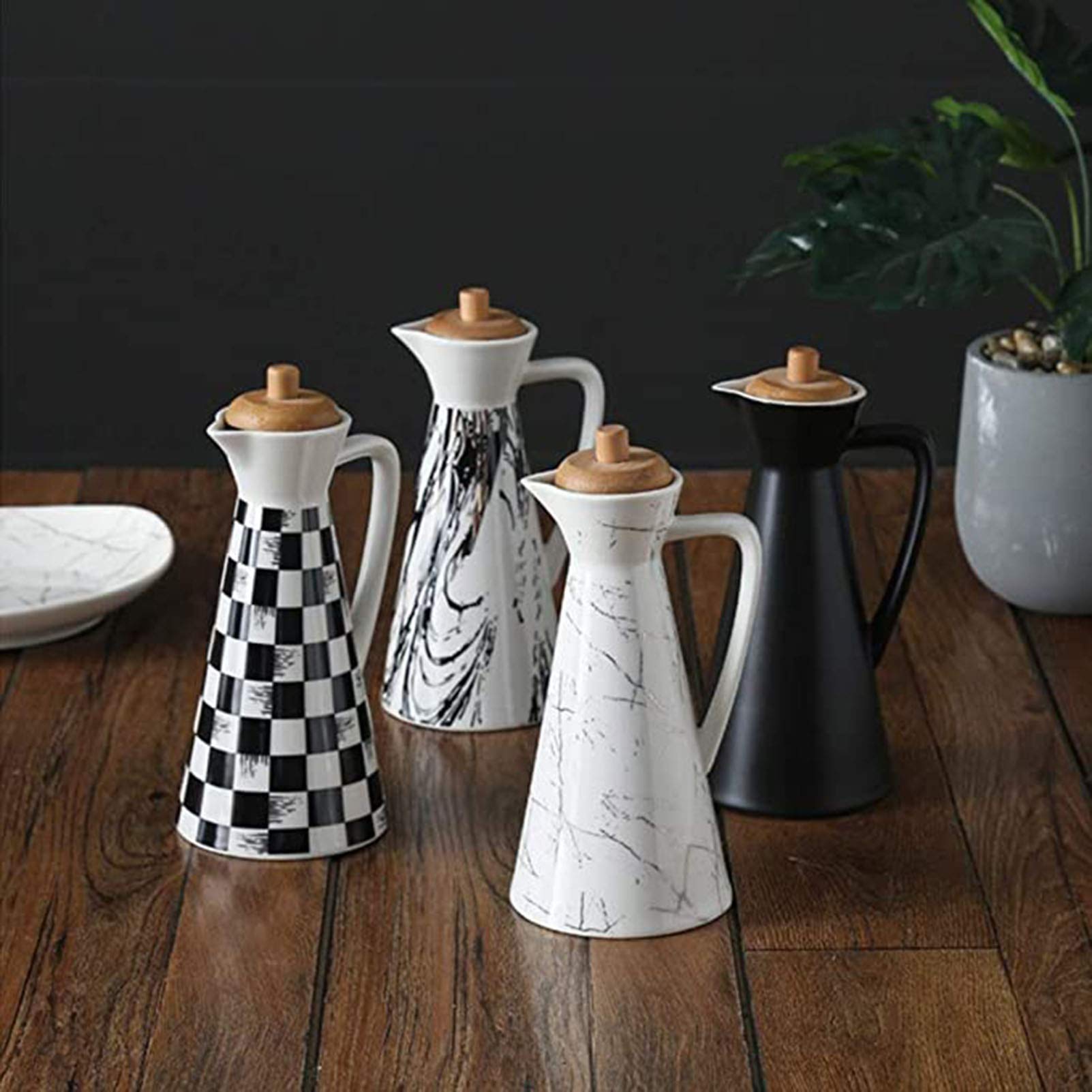 Pojemnik na olej, vintage butelka oleju, ceramiczny dozownik octu na olej butelka oleju pojemniki kuchenne szczelny nalewak sos cruet duża pojemność przechowywanie oleju butelka-C||800 ml