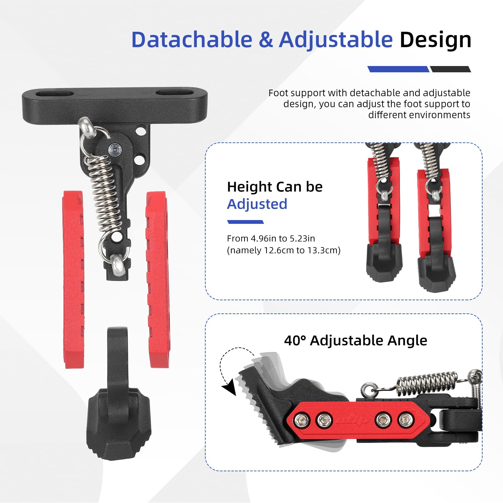 ulip Béquille réglable pour trottinette électrique - Accessoires de rechange pour Xiaomi 4 Segway Ninebot F Series Xiaomi M365 1S Pro Pro2 MI3 - Noir et rouge