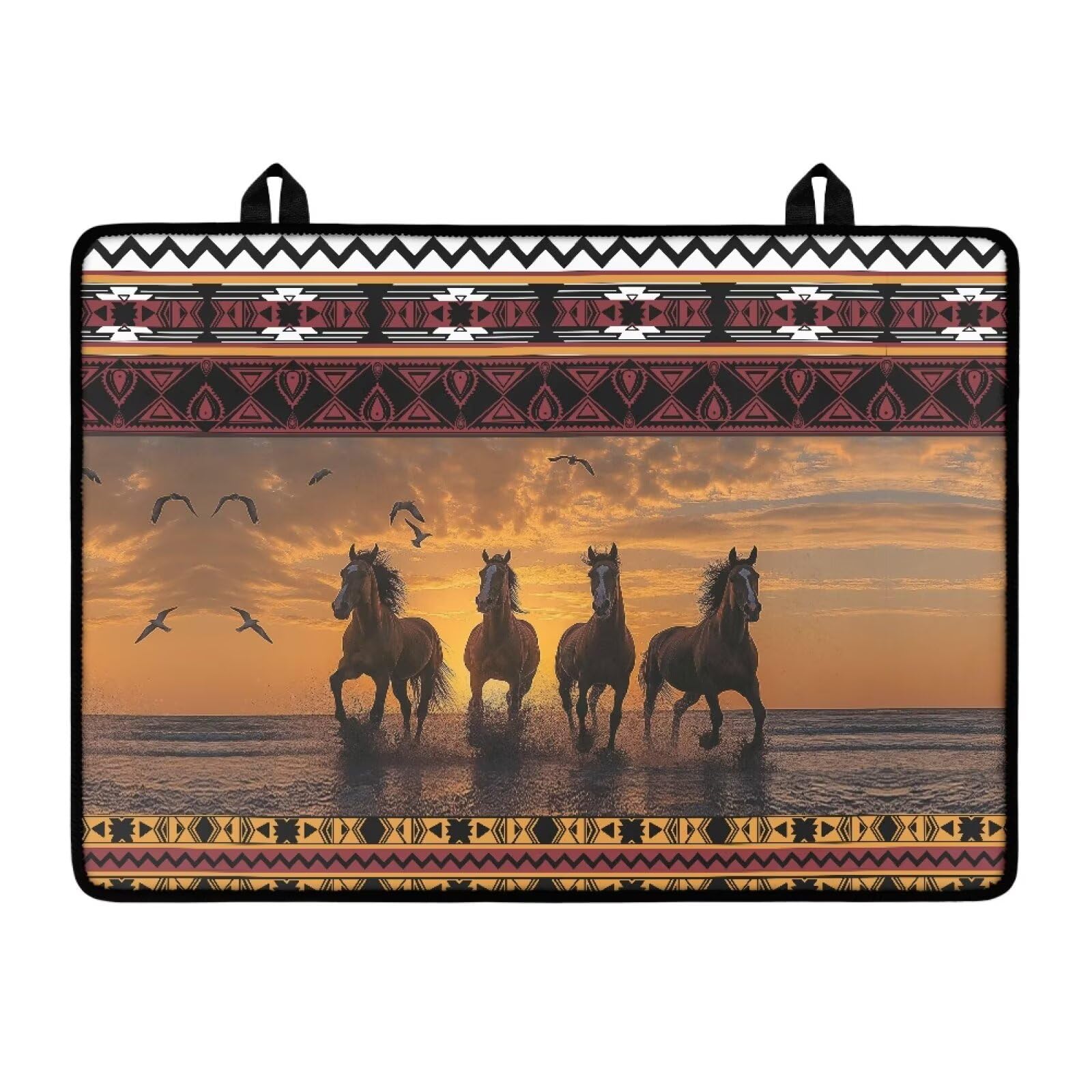 Aztec Horse Electric Stove Top Cover,Black Cat Stove Cover for Glass Top Electric Stove,Astrology Heat Resistant Flat Top Stove Mat Countertop Protector