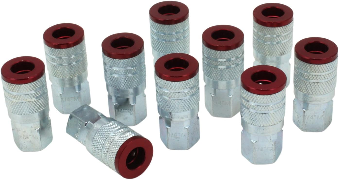 Milton 715MC ColorFit Couplers, M-style Red, 1/4" NPT Female, Box of 10