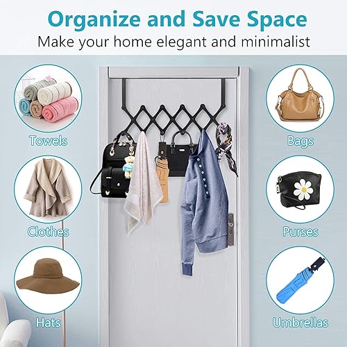 Miniatura 5 de Aifacay Percha para colgar sobre la puerta, ganchos para colgar sobre la puerta, toalleros para puerta de baño con 6 ganchos, estantes de