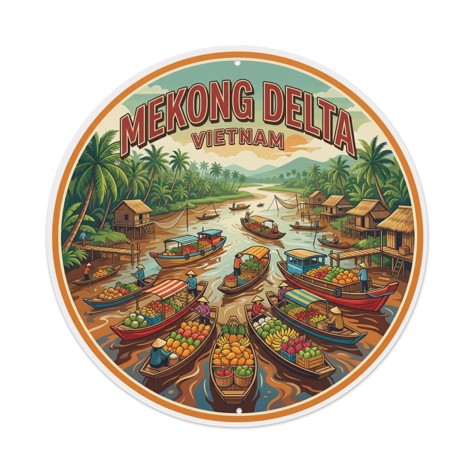 Xanthor Style Vietnam Retro Travel Mekong Delta Metal Tin Sign