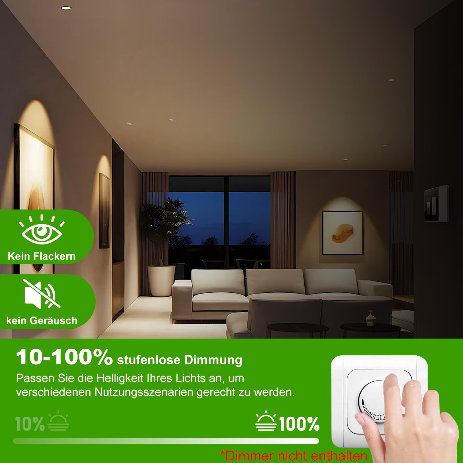 LED Einbaustrahler 230V Dimmbar, 7W Flach 65-75mm Einbauø, 24er Set LED Spot, IP44 Deckenspots Warmweiß Neutralweiß Kaltweiß für Badezimmer, Küche, Wohnzimmer, Flur/Schlafzimmer