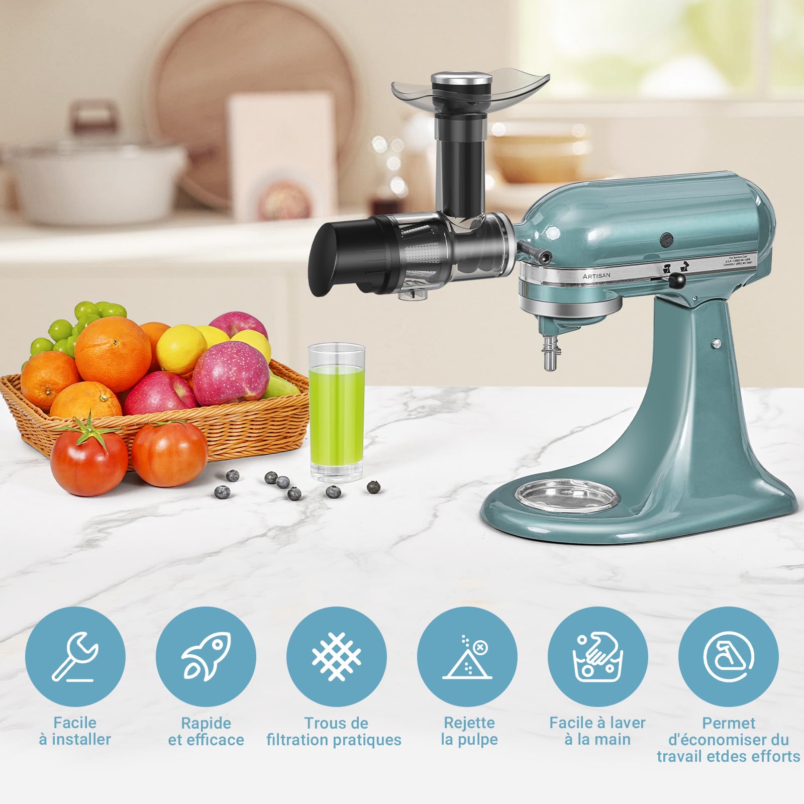 AAOBOSI Accessories pour Extracteur de jus-KitchenAid accessoire pour extracteur de jus de fruits et légumes-KitchenAid Stand Mixer extracteur jus Accessories (Unit not included, Accessories only)