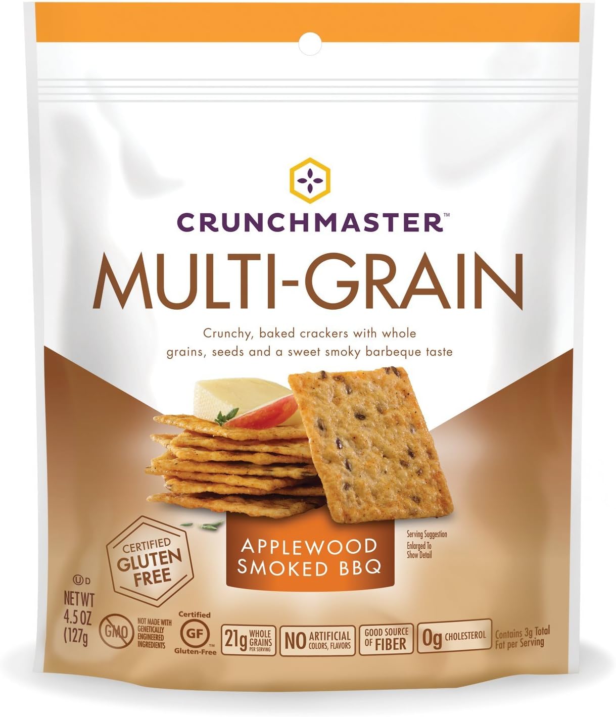 Crunchmaster Multi-Grain Crackers, Applewood Smoked BBQ, 4.5 oz.