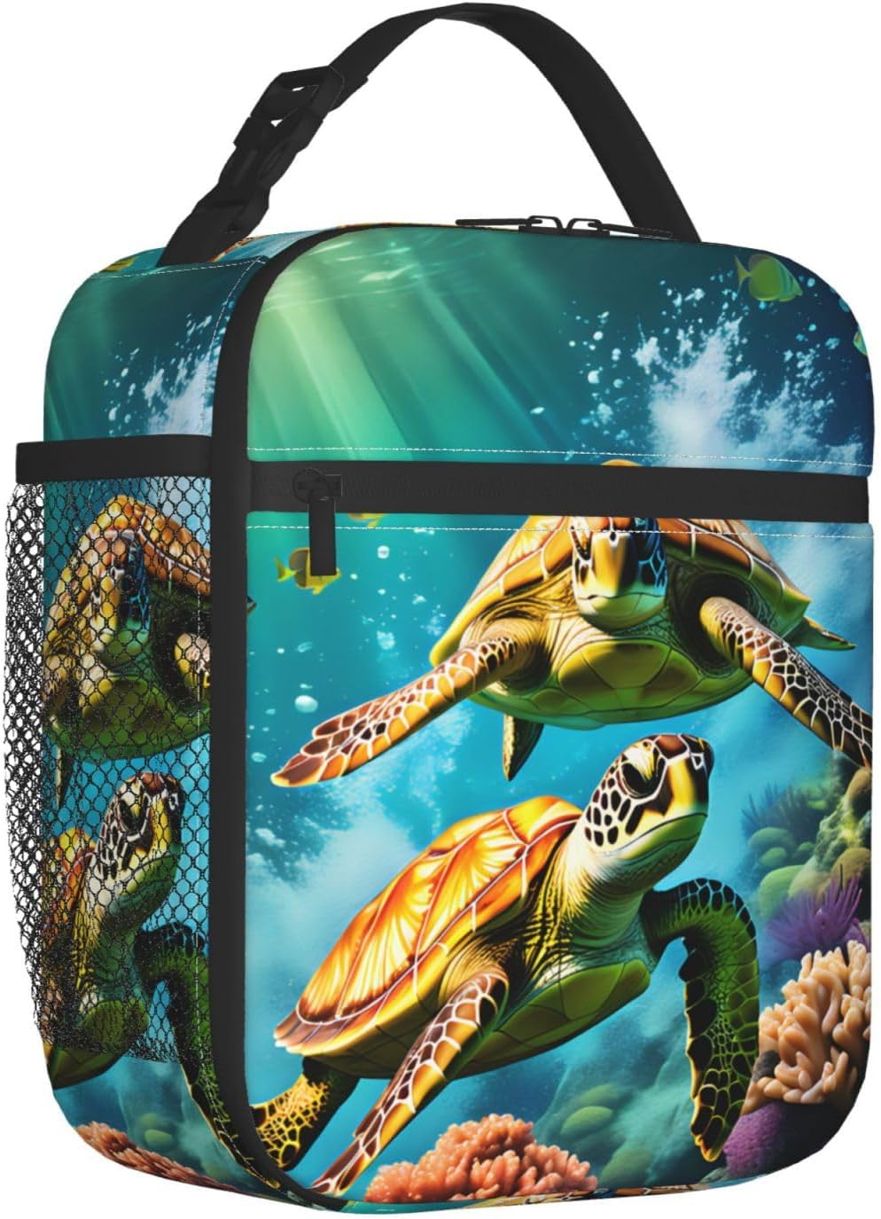 Insulated Lunch Box for Kids Boys Women Turtle Lunch Box for Work,Picnic,School,Travel,Hiking, Beach or Fishing Polyester Turtle Lunch Bag Sea Turtle Ocean Animal Nautical