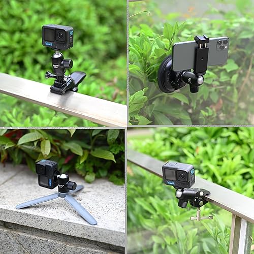 Miniatura 8 de SIOTI Mini cabezal de bola de trípode, mini cabeza de bola giratoria, panorámica vertical de 360 de 90, compatible con proyectorDSLRcámara de