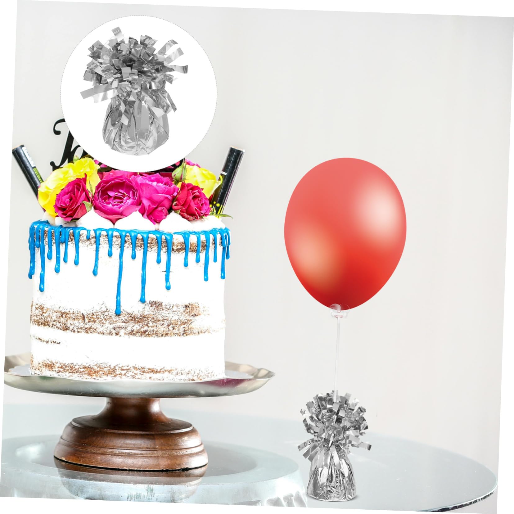 6 Stück Ballongewichte aus Pvc und Zement Silber Einfach zu Verwenden für Geburtstage und Feiertage Dekorativ für Luftballons