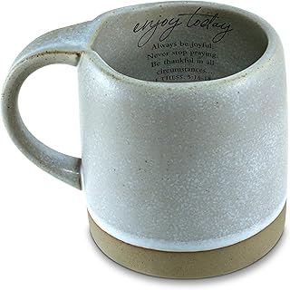 Lighthouse Christian Products Enjoy Today - 1 Thess. 5:16-18 - Stone Grey 18 Ounce Ceramic Drinking Mug