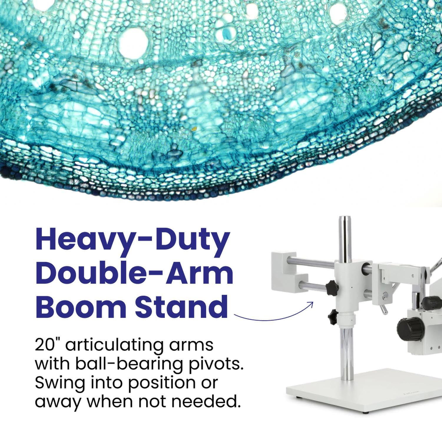 AmScope - Microscope binoculaire à zoom stéréo 7X-45X avec support de flèche à double bras, oculaire WF10X - SM-4B