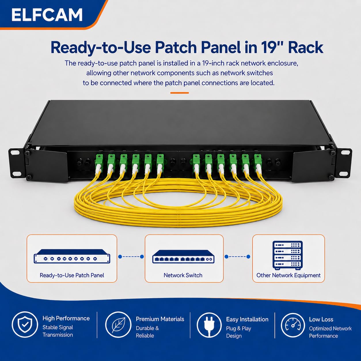 Elfcam® - Pigtail a fibra ottica monomodale Simplex LC/APC Monomodale Simplex 9/125um OS2, 0,9mm 1 metro (lotto da 24, giallo)
