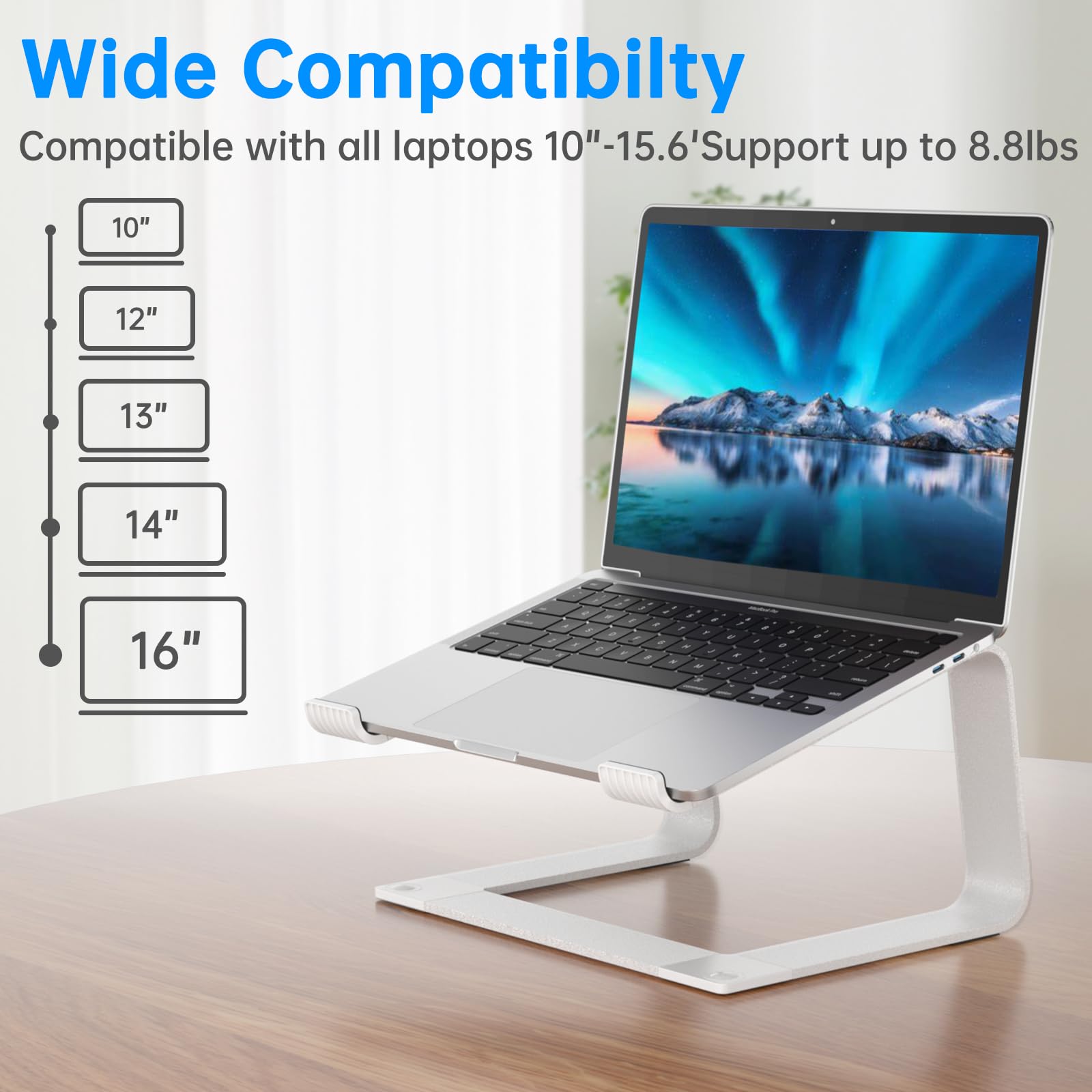GleYo Laptop Stand for Desk Detachable Aluminum Computer Riser Portable Metal Notebook Webcam Stand Holder Compatible with MacBook — view 3
