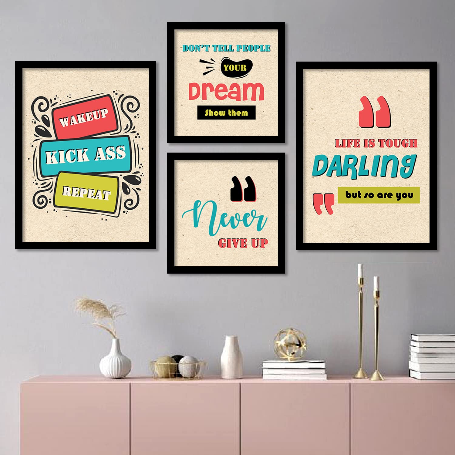kotart - Motivational Quotes Wall Frame for Decoration - Framed Posters with