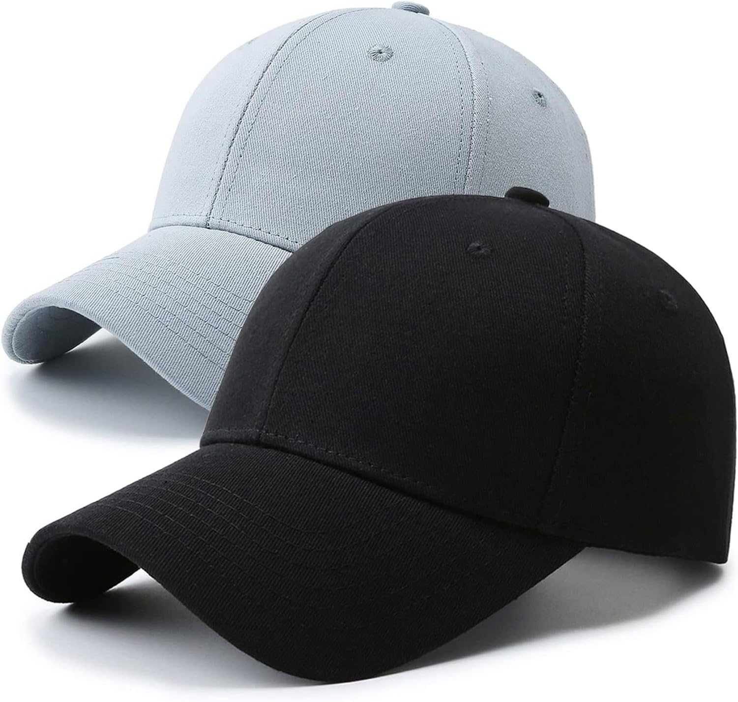 KGAIXN Unstructured Structured Front Panel Baseball Cap Golf Dad Trucker Hat for Men Women, Black+bluishgrey