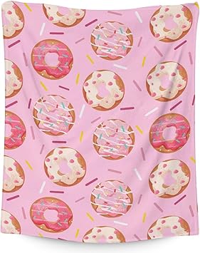 Girls Blanket - 30"x40" Cute Donut Throw Blanket Gifts for Kids & Adults - Pink Soft Fuzzy Doughnut Blanket for Couch & Office