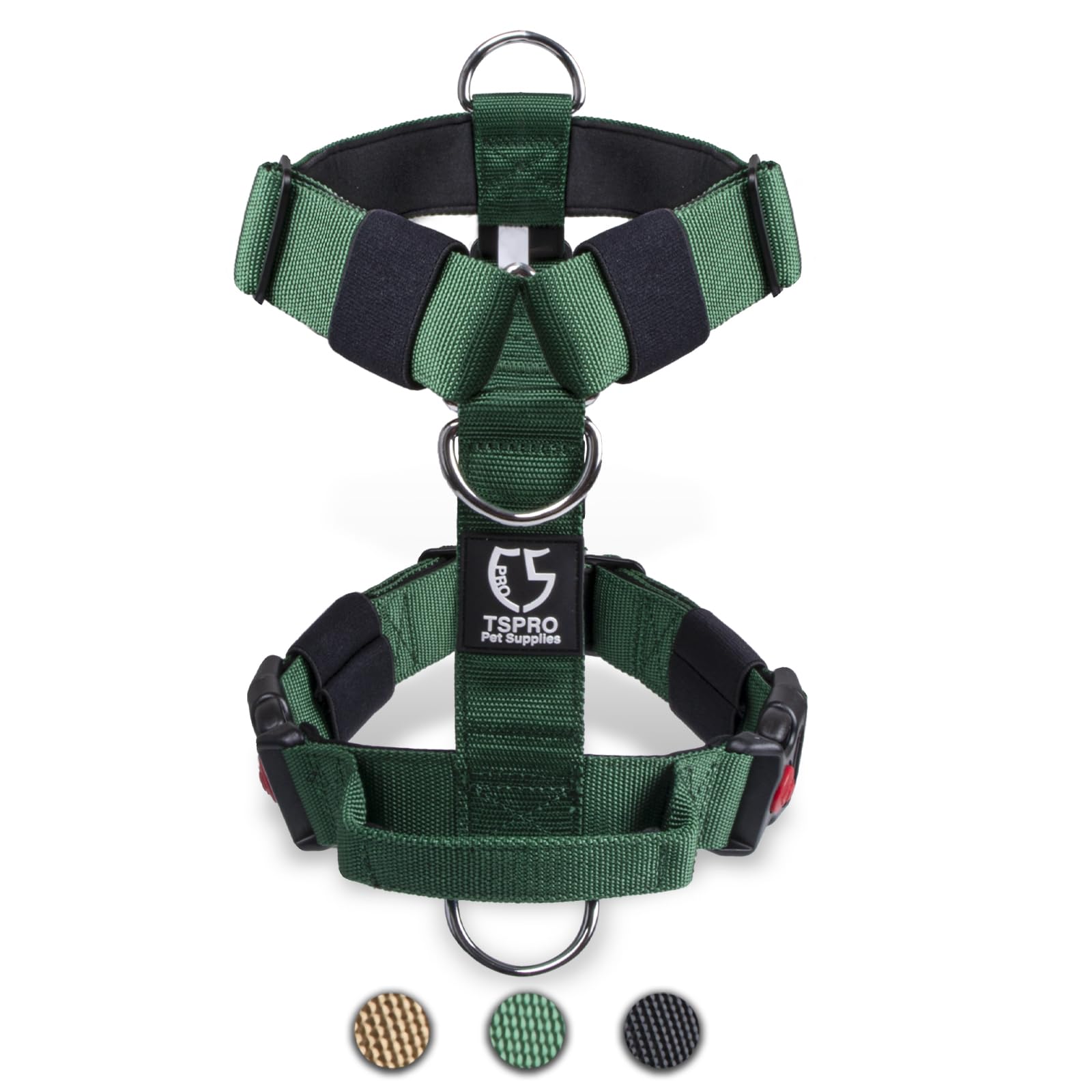 TSPRO Arnés Táctico Perro Arnes Perro con Asa y Hebilla Metálica de Liberación Rápida Arneses de Chaleco para Perros Gruesos 3,8 cm Ancho Duradero para Perros de 20-36 kg (Verde -M)