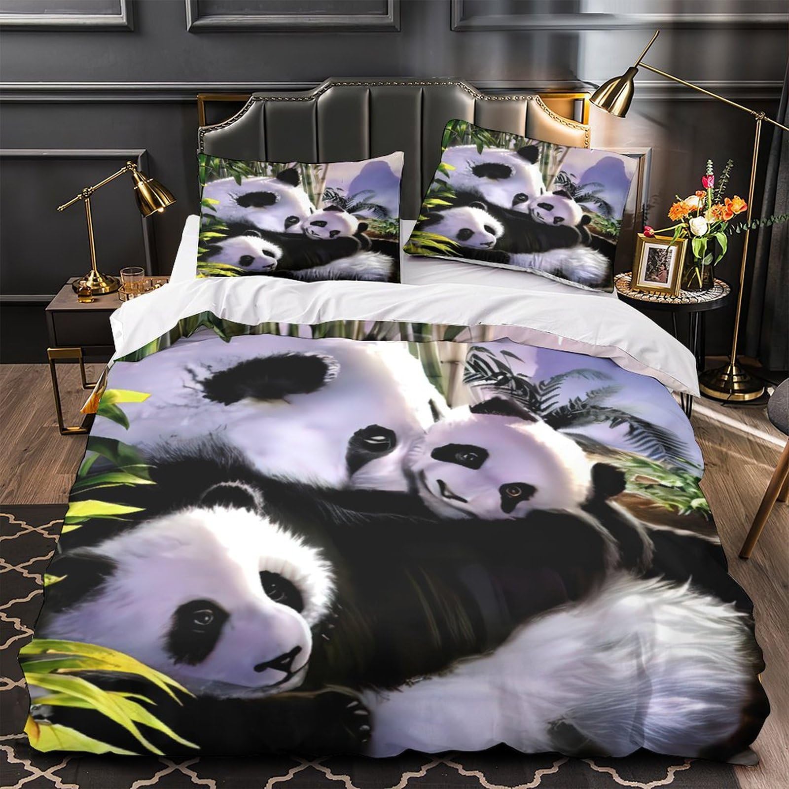 Parure de lit panda super douce en microfibre premium 140x200cm