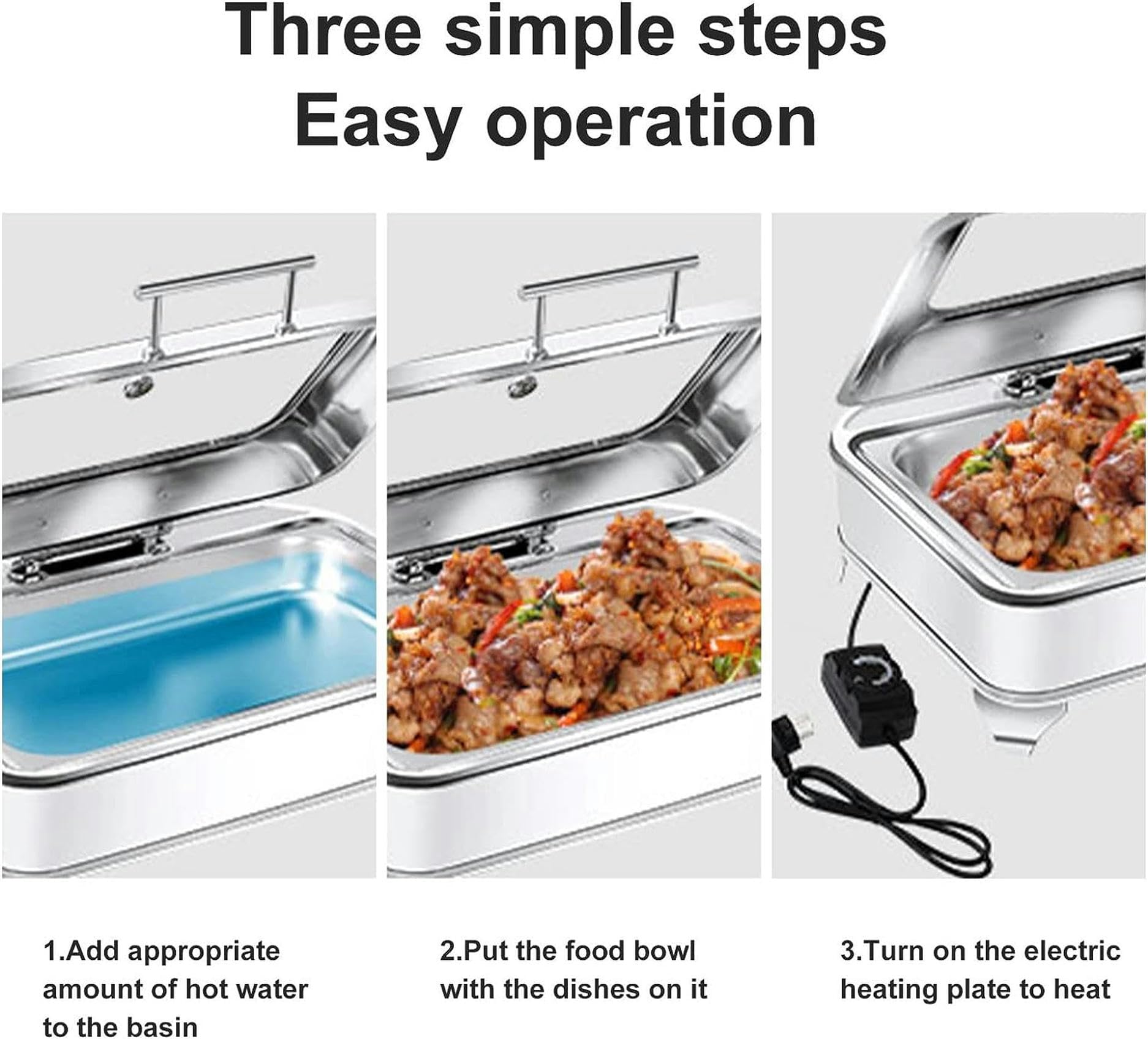 Calentador de Alimentos de 9 litros para Buffet de Fiestas, Calentador eléctrico con Control de Temperatura, Plato de Acero Inoxidable para Fiestas, Equipo de buffe,