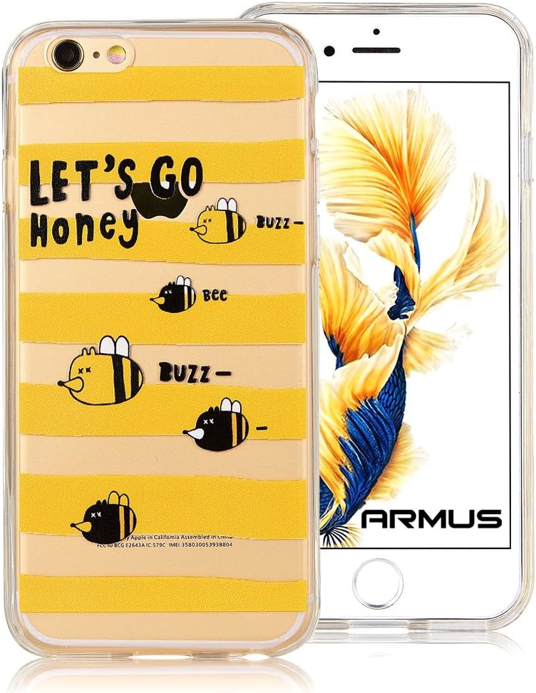 iPhone 6/6s case clear with Cartoon Pattern,ARMUS Hybrid Case Shock Absorbing TPU Bumper+Hard Back Cover Clear with Premium Quality 3D print Protective Case for 4.7inches iphone 6s/6(Buzzin)